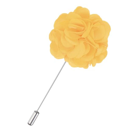 M METERXITY Flower Lapel Pins for Men, Boutonnieres Pin Camellia Flower Groom Boutonnieres for Wedding/Graduation - color: Yellow