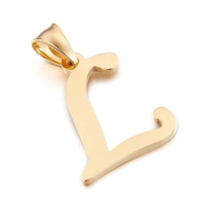 Initial Charms Gold Initial Pendant 14k Gold Letter Charm Name Pendant for Women and Men - style: L