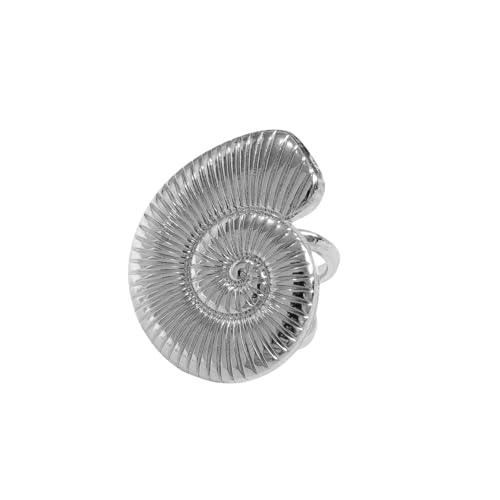 Dainty Seashell Silk Scarf Ring Slides Clip for Women Men Gold/Silver Plated Fashion Sea Snail Ocean Themed Shawl Buckles Clasp Holder Clothing Decoration Accessories Trendy Jewelry Size 11 - color: Silver