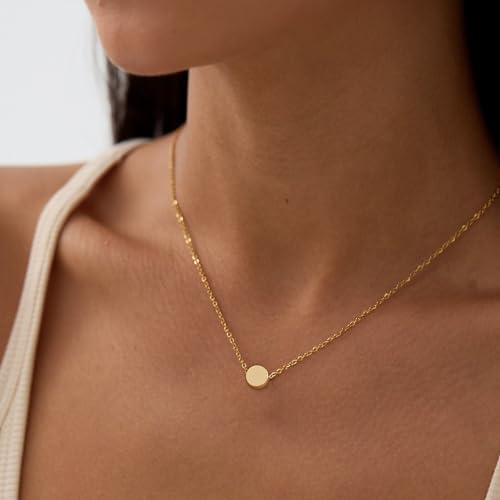 Valloey Rover Gold Necklaces for Women | Dainty 14K Gold/Sterling Silver Plated Cubic Zirconia Star Moon Pendant Necklaces Twist Rope Chain Simple Jewelry for Women - style: Gold-dot