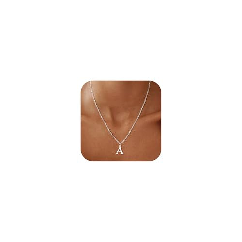 Initial Necklaces for Women - 14K Gold Silver Plated Letter Necklace Name Personalized Dainty Fashion Chain Non Tarnish Single Cute Pendant Necklace Charm Jewelry Gift for Women Her - color: Silver, style: A1