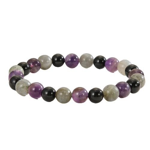 Crystal Vibe - Healing Crystal Bracelet for Women & Men | Natural Gemstone Bead Bracelet | Adjustable Handmade Energy Stone Bracelet | Bracelet for Meditation, Yoga & Daily Wear | Multiple Types - color: labradorite, amethyst, black tourmaline