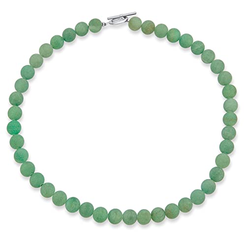 Bling Jewelry Simple Classic Hand Knotted Created Semi Precious Gemstone Round Ball 10MM Bead Strand Choker Collarbone Necklace Western Jewelry For Women Toggle Clasp 15 17 19 Inch - color: Green Aventurine