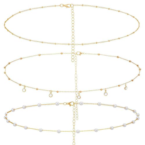 Waist Chains for Women 14K Gold Plated Adjustable Layered Belly Chain Dainty Cuban Waist Beads Body Chain Bikini Beach Jewelry Belts Gifts - color: Gold04
