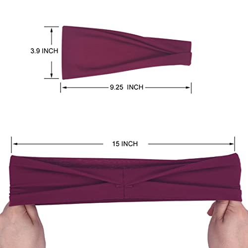 YONUF Fashion Headbands For Women Wide Headband Yoga Workout Head Bands Hair Accessories Band 6 Pack - color: Solid