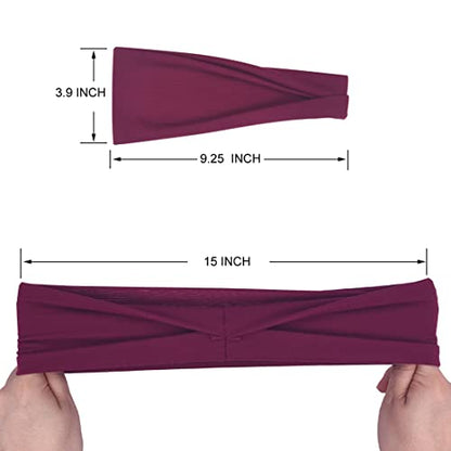 YONUF Fashion Headbands For Women Wide Headband Yoga Workout Head Bands Hair Accessories Band 6 Pack - color: Solid