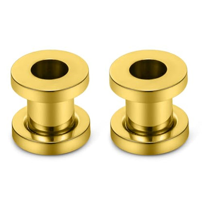 Astm F136 Titanium Ear Gauges Screw Fit Flesh Tunnels Plugs Gauges Earring Expander Stretcher Ear Tunnels For Ears 10G 8G 6G 4G 2G 0G 00G Plug Earrings Body Piercing Jewelry For Women Men - color: 2G Tunnels, Gold