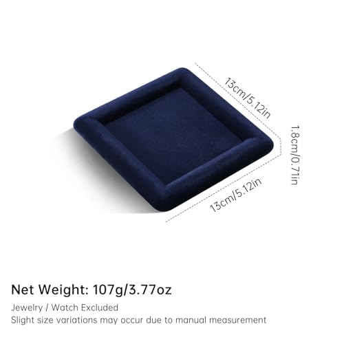 Velvet Jewelry Display Tray for Ring Earrings Necklace Bracelet Flat Tray - color: Blue, size: 5.12 × 5.12 in