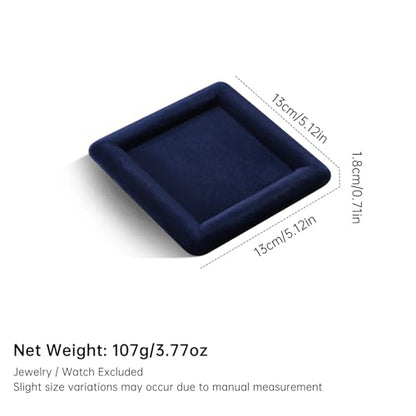 Velvet Jewelry Display Tray for Ring Earrings Necklace Bracelet Flat Tray - color: Blue, size: 5.12 × 5.12 in