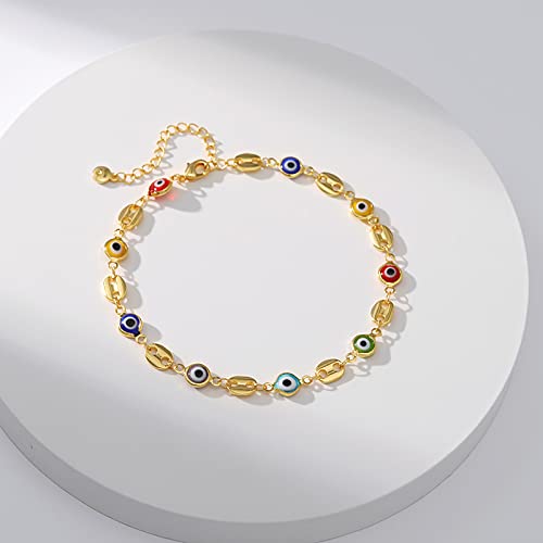 Ankle Bracelets for Women 18K Gold Plated Anklet for Women Gold Charm Anklet Waterproof Summer Beach Foot Chain Jewelry Gifts - style: Evil Eye and Pig Nose