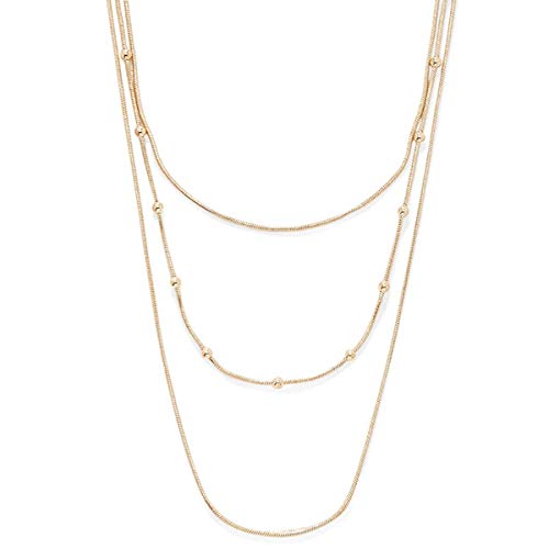 COLORFUL BLING Multilayer Choker Long Chain Tassel Pendant Necklace for Women Beads Necklace Long Bar Charm Chain Jewelry - color: A Gold three layer