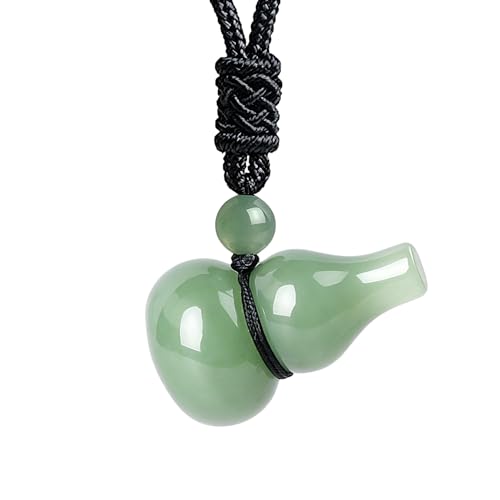 Anjiucc Natural Gemstone Gourd Hulu Wulu Pendant Necklace Healing Crystal Stone with Adjustable Chain Amulet Talisman for Good Luck - color: Green Aventurine