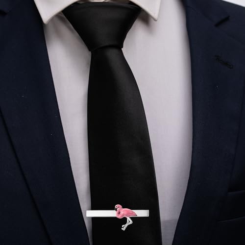 HAWSON Tie Clips for Men Unique,Fun Animal/Musical/Nautical Tie Clip,Novelty Personalized Mens Tie Bar,Accessories Business Wedding Gifts - style: Flamingo