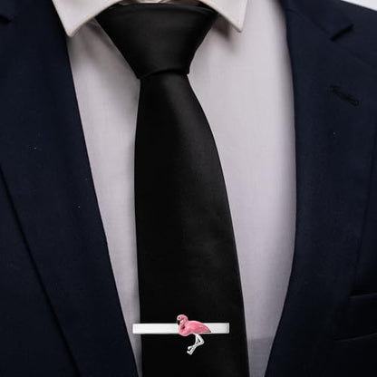 HAWSON Tie Clips for Men Unique,Fun Animal/Musical/Nautical Tie Clip,Novelty Personalized Mens Tie Bar,Accessories Business Wedding Gifts - style: Flamingo