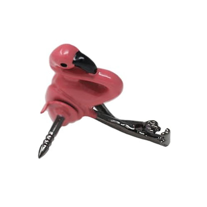 Men’s Tie Tack Tie Pin with Chain – Classic Lapel Pin Accessory for Dress Shirts, Suits & Formal Wear - style: Flamingo