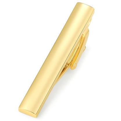 HONEY BEAR 1.57" Skinny Tie Clip Bar for Men Steel Business Wedding Gift | Classic Minimalist, Steel-Plated Copper Base, Gift-Boxed, Thickened, Rounded Corners, Easy to Slide On, No Snag or Wrinkle - style: Shinny Gold 4cm