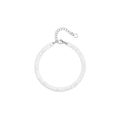 POTESSA Healing Stone Beaded Bracelets for Women Semi-Precious Gemstones Bracelets Pearl Beaded Bracelet Adjustable Strand Bracelets 6MM - color: Puka Shell
