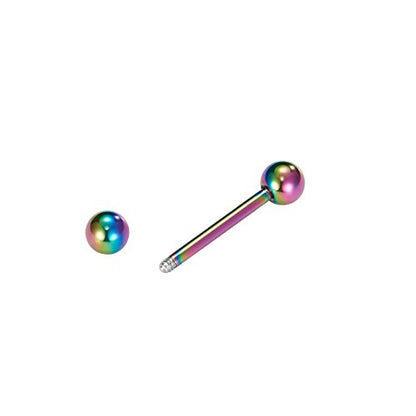 VCMART 12mm-18mm 14G Tongue Rings Nipple Straight Barbells Surgical Steel Body Piercing Jewelry - style: Style E2 -12pcs, rainbow
