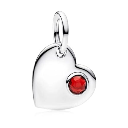 Birthstone Charm, Heart Charm Pendant Dangle with CZ, for Anniversary Birthday Mothers Valentines Day Christmas Graduation, for Yourself Family Mom Friend Girlfriend Sister Grandma - style: Jan.