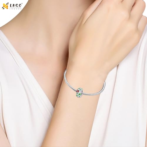 LNQOBU 925 Sterling Silver Charms for Bracelets Necklaces,5A Cubic Zirconias Evil Eye Dangle Beads Charms Jewelry Gift for Women (With one Spacer Beads Charms) - style: Lucky Clover Charm Beads