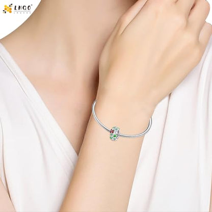LNQOBU 925 Sterling Silver Charms for Bracelets Necklaces,5A Cubic Zirconias Evil Eye Dangle Beads Charms Jewelry Gift for Women (With one Spacer Beads Charms) - style: Lucky Clover Charm Beads