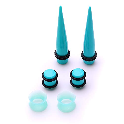 JieyueJewelry 50/54 Pcs Ear Stretching Kit 14G-00G | Acrylic Tapers & Plugs with Silicone Tunnels, Ear Gauges Expander Set Body Piercing Jewelry for Women and Men - color: Blue