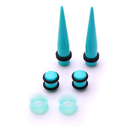 JieyueJewelry 50/54 Pcs Ear Stretching Kit 14G-00G | Acrylic Tapers & Plugs with Silicone Tunnels, Ear Gauges Expander Set Body Piercing Jewelry for Women and Men - color: Blue