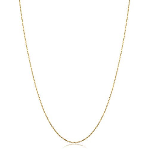 Kooljewelry Womens Classic Rope Chain - 10k Yellow Gold Barely-There Necklace, Thin Lightweight - size: 14 inch, style: 0.7 mm wide