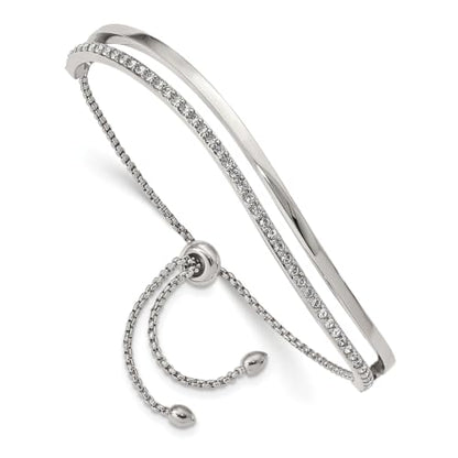 Chisel Crystal Adjustable Bangle Bracelet in Stainless Steel