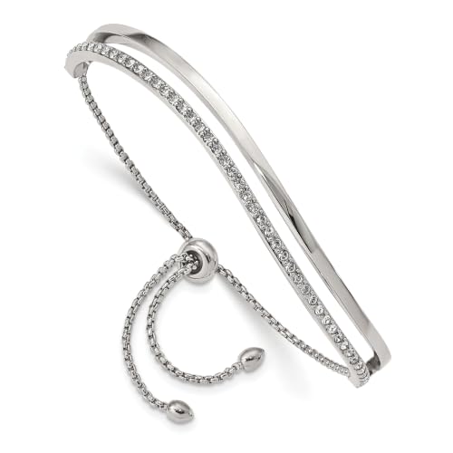 Chisel Crystal Adjustable Bangle Bracelet in Stainless Steel