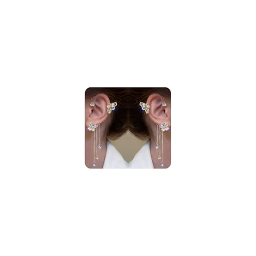 Shining Butterfly Ear Cuffs Zircon Butterfly Earrings for Women Ear Cuffs for Women Non Piercing Ear Wrap Around Earrings - color: F