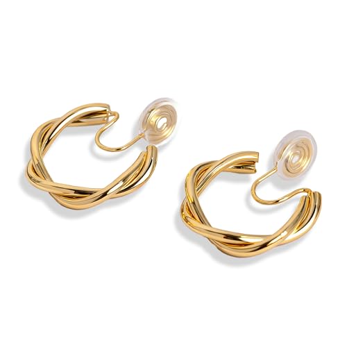 Comfortable Gold Clip-On Earrings for Women – Adjustable, Non-Pierced Ears, Pain-Free Wear