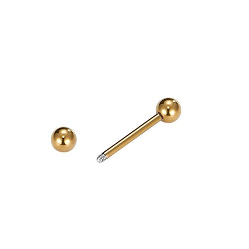 VCMART 12mm-18mm 14G Tongue Rings Nipple Straight Barbells Surgical Steel Body Piercing Jewelry - style: Style D -6pcs, gold