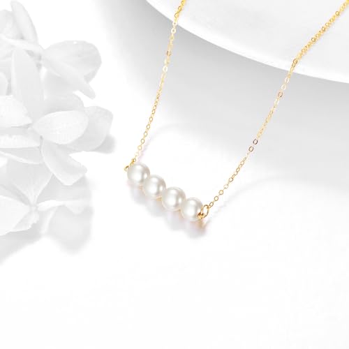 KECHO 14K Real Gold Beads Pendant Necklace Solid Yellow Gold Jewelry Anniversary Birthday Gifts for Women - color: White Pearl 4