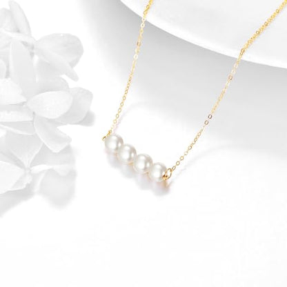 KECHO 14K Real Gold Beads Pendant Necklace Solid Yellow Gold Jewelry Anniversary Birthday Gifts for Women - color: White Pearl 4