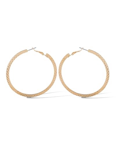 Jessica Simpson Womens Hoop Earrings - Silver-Tone or Gold-Tone Hoop | Earrings for Women - color: Gold Flat Omega