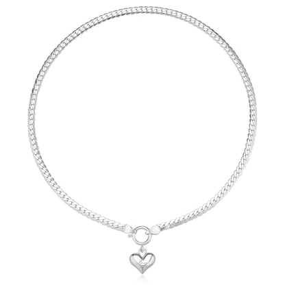 NUZON Sunburst Heart / 2-Tone Interlocking/CZ Evil Eye/Single Pearl/Love Heart Pendant Necklace for Women 14K Gold Chain Necklace Chunky Statement Jewelry - color: "Love you" Heart - Silver