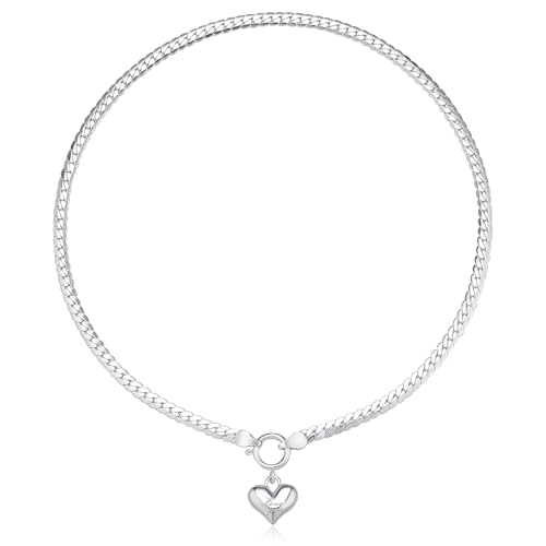 NUZON Sunburst Heart / 2-Tone Interlocking/CZ Evil Eye/Single Pearl/Love Heart Pendant Necklace for Women 14K Gold Chain Necklace Chunky Statement Jewelry - color: "Love you" Heart - Silver