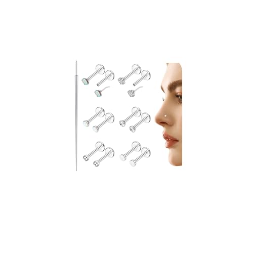 20G/18G/16G Flat Back Earrings Stud - Hypoallergenic Earrings for Women - 316L Surgical Stainless Steel Tragus Cartilage Lip Medusa Piercing Jewelry - Threadless Nose Stud for Women Men 2mm - color: Steel, size: 20G(0.8mm)