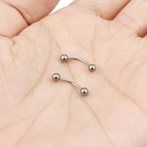 16g/18g/20g Titanium Internally Threaded Eyebrow Piercing Jewelry Vertical Labret Lip Jewelry Curved Barbell Tiny Eyebrow Ring Rook Earring Small Belly Button Ring for Women Men - color: ball,20g,bar:8mm