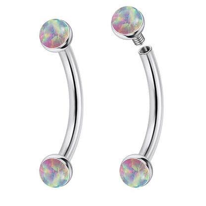 Jenxnjsjo F136 Titanium 16g 6/8/10mm Opal Eyebrow/Rook/Snug/Vertical-Labret/VCH/Snake-Eyes/Anti-Tragus/Christina/Daith/Belly-Button/Bridge/Hood/Surface Curved Barbell Piercing Jewelry for Women Men - color: Pink Opal, size: 10mm