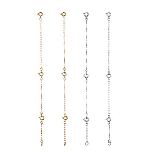 Softones 12-18Pcs Ankle Bracelets Extenders-Extension for Womens Jewelry(1 2 3 Inch),with Lobster Clasp and O-Clasp from Gold Silver Rose Gold - color: G:O-clasp 6-Gold 6-Silver