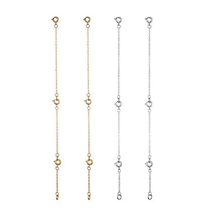Softones 12-18Pcs Ankle Bracelets Extenders-Extension for Womens Jewelry(1 2 3 Inch),with Lobster Clasp and O-Clasp from Gold Silver Rose Gold - color: G:O-clasp 6-Gold 6-Silver