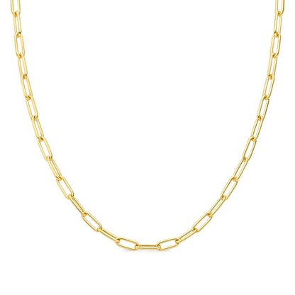 DESTIN Jewelry 18K Gold Plated Paperclip Chain Necklace, 2.5-6.5mm | Waterproof, hypoallergenic and tarnish-resistant adjustable stainless steel layering chain for women. - color: 18K Yellow Gold Plated Stainless Steel, size: 18" + 2", style: 4 MM