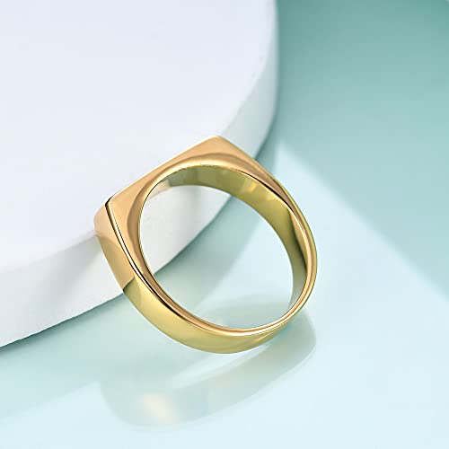 VQYSKO 14K Gold Plated Signet Ring | Statement Band Jewelry for Women - color: Rectangle Gold