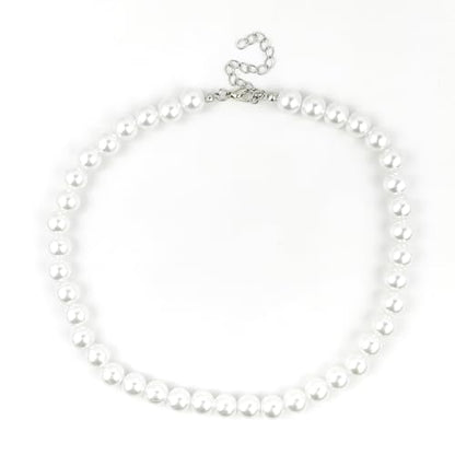 Pearl Necklace for Women, Classic Beaded Choker Necklace, Faux Pearl Strand Necklace 6mm 8mm 10mm, Adjustable Chain, Elegant Everyday Jewelry - color: Silver 10mm