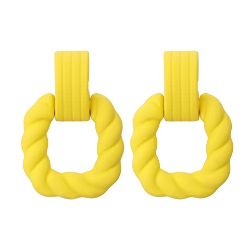RUOFFETA Rectangle Earrings for Women, Acrylic Square Earrings Twisted Geometric Statement Jewelry - color: Yellow