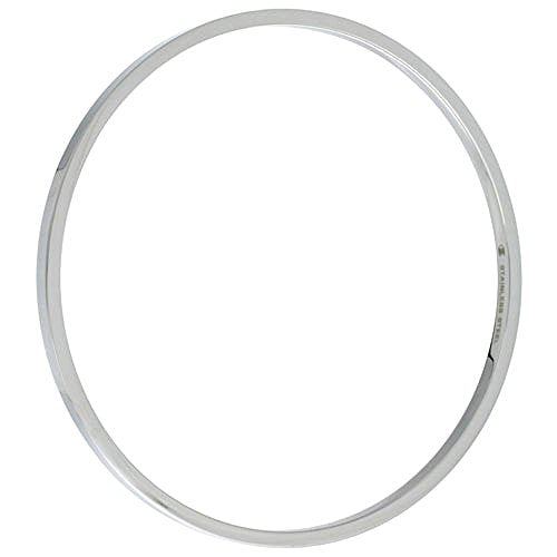 Sabrina Silver Stainless Steel Slip on Bangle Bracelet Stackable Seamless 1/8 inch Wide, Sizes 7-8