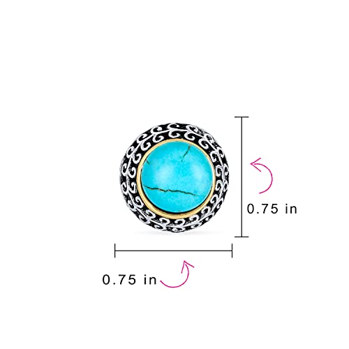 Bali Style Button Style Faux White Pearl, Black, Turquoise Clip On Earrings - color: Blue