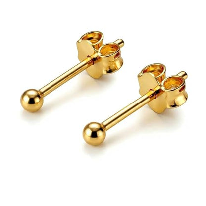 KEZEF 925 Sterling Silver Ball Stud Earrings for Women, 2mm to 10mm | Nine Bead Sizes, Three Finishes, Hypoallergenic Nickel Free Post, Butterfly Push Back, Sold As One Pair - color: 14k Yellow Gold, size: 2mm